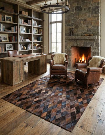 5' 8 x 7' 11 Cowhide Stocks Rug