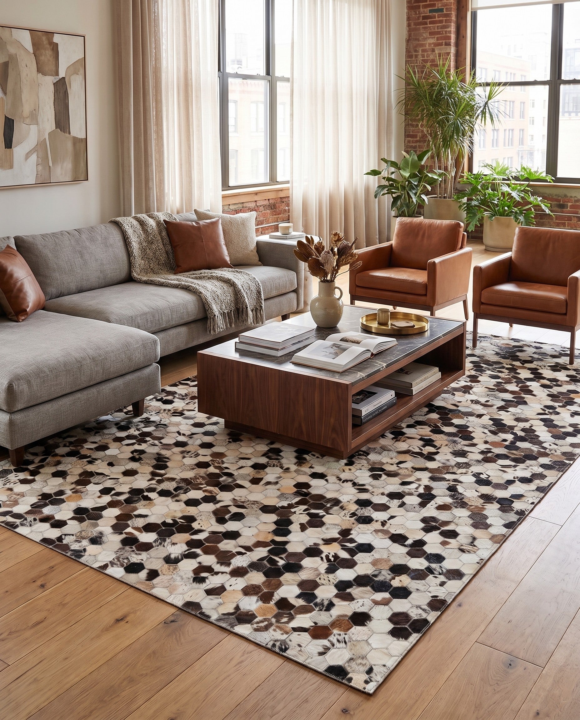 5' x 8' Cowhide Stocks Rug