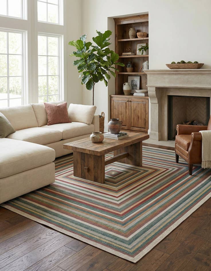 Detail image of 12' x 12'  Washable Baja Indoor / Outdoor Square Rug