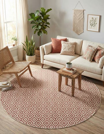 Rust Red Easy-Clean Jill Zarin Indoor / Outdoor Round Rug