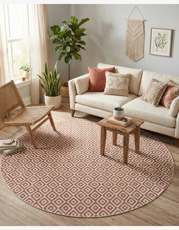Rust Red Easy-Clean Jill Zarin Indoor / Outdoor Round Rug