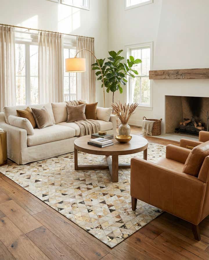 4' 10 x 7' 10 Cowhide Leather Rug