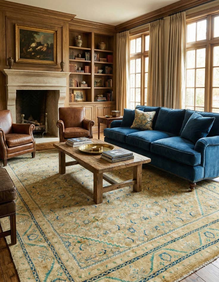 Detail image of 9' 3 x 12' 10  Hand Knotted Farahan Persian Wool Rug