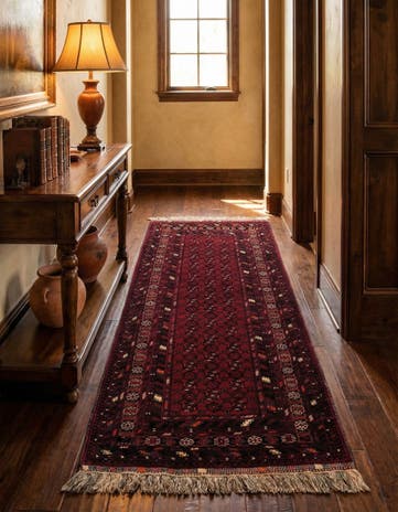 3' 6 x 7' Hand Knotted Afghan Ersari Wool Runner Rug