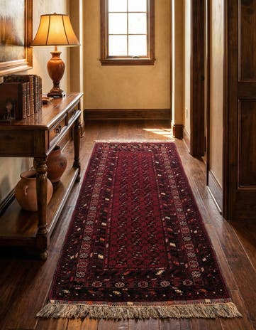 3' 6 x 7' Hand Knotted Afghan Ersari Wool Runner Rug
