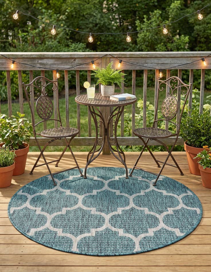 Detail image of 3' x 3'  Washable Trellis Indoor / Outdoor Round Rug