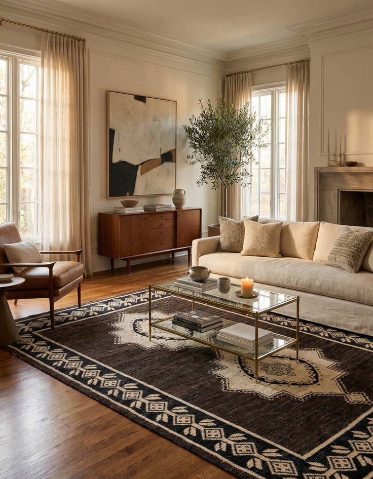 Detail image of  7' 10 x 9' 9  Hand Knotted Moroccan Wool Rug