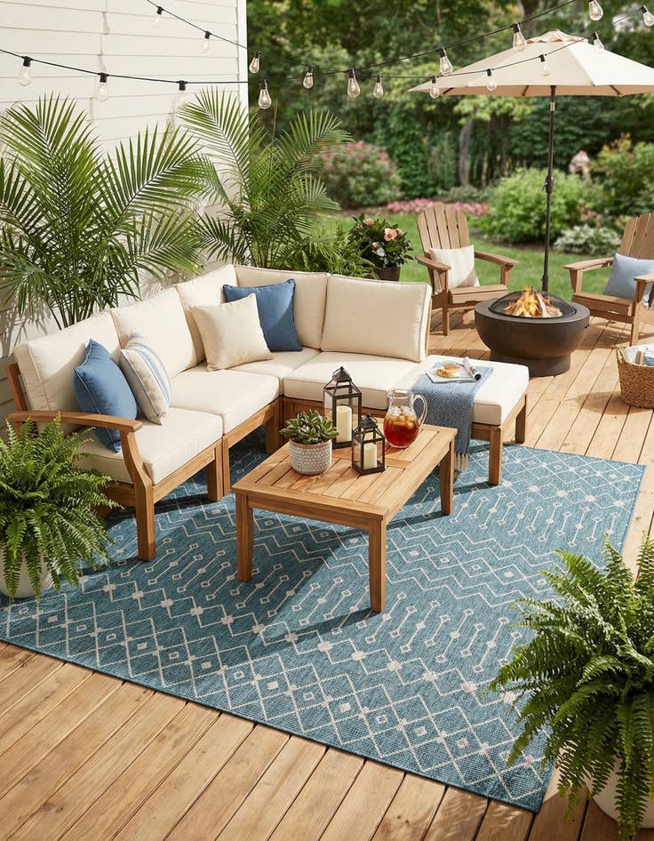 Detail image of  10' x 10'  Washable Lattice Indoor / Outdoor Square Rug