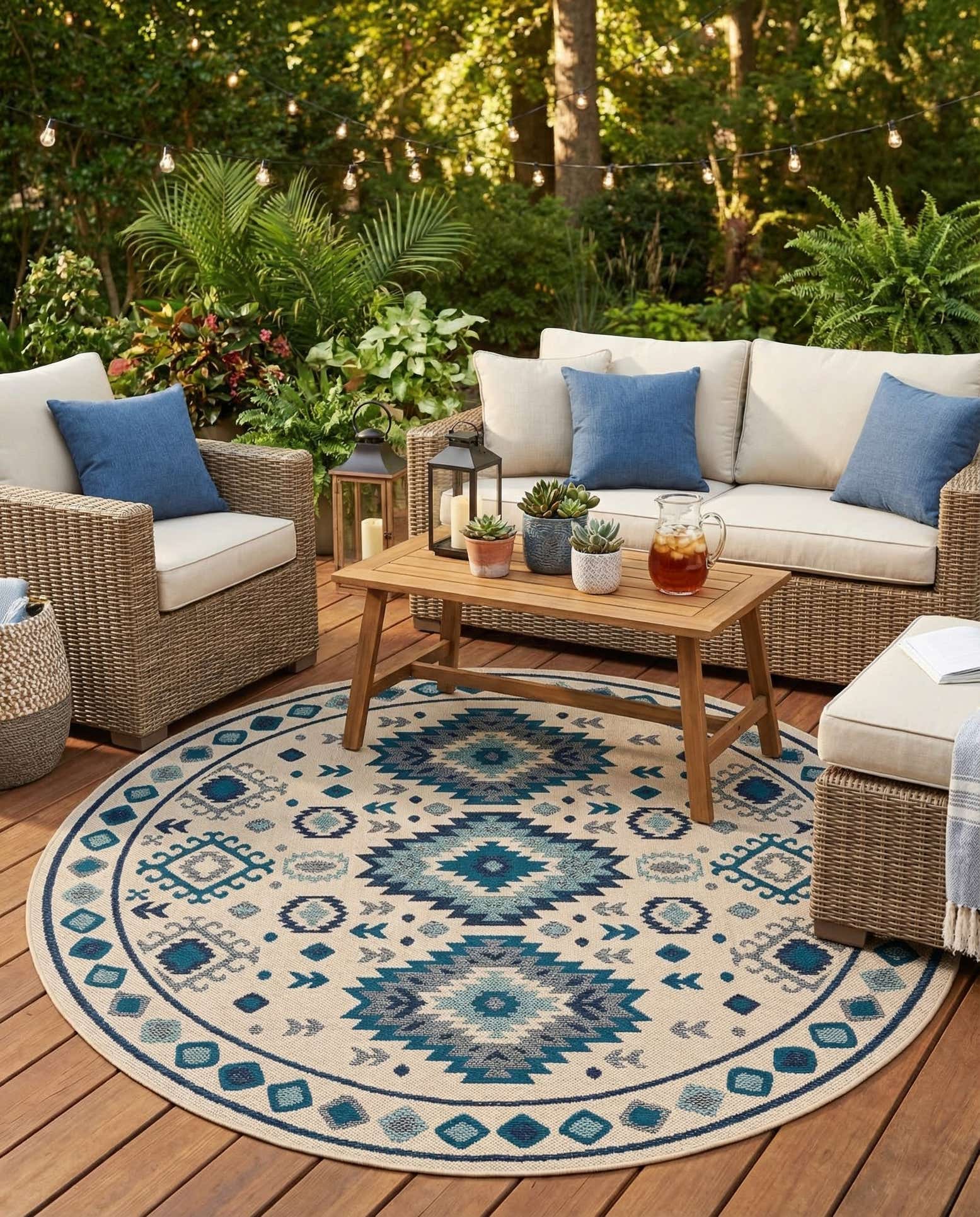 7' 10 x 7' 10 Easy-Clean Baja Indoor / Outdoor Round Rug