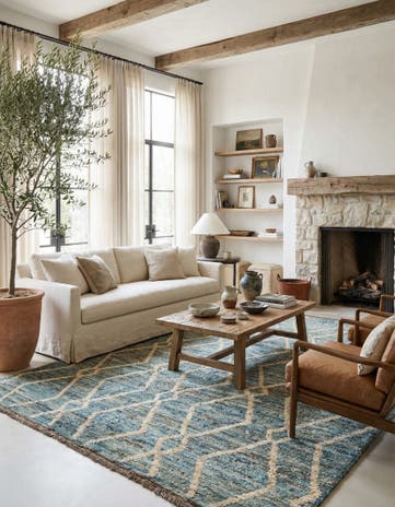 6' x 7' 11 Hand Knotted Moroccan Wool Rug