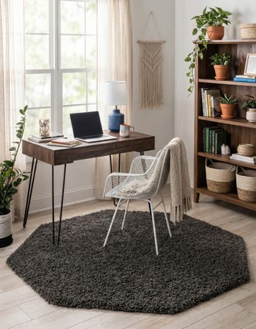 4' x 4' Solid Shag Octagon Rug