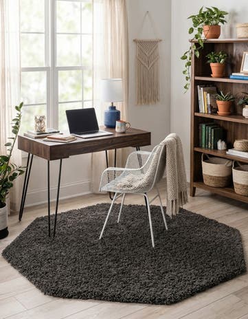 4' x 4' Solid Shag Octagon Rug