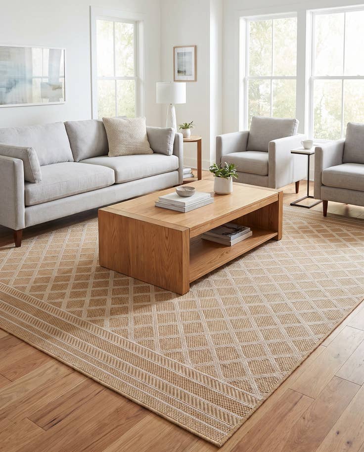 Detail image of 7' 10 x 7' 10 Easy-Clean Lattice Indoor / Outdoor Square Rug