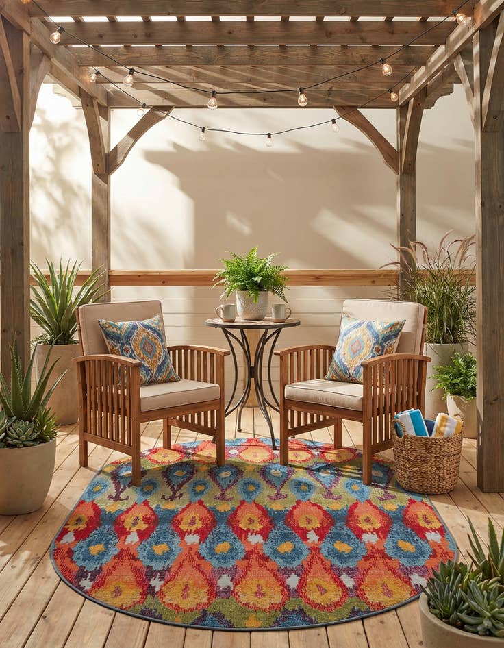 Detail image of  4' x 6'  Washable Modern Indoor / Outdoor Oval Rug