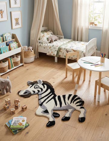 White and Black Playtime Kids Wool Freeform Rug