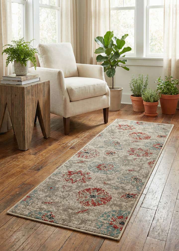2' x 6' Easy-Clean Botanical Indoor / Outdoor Runner Rug