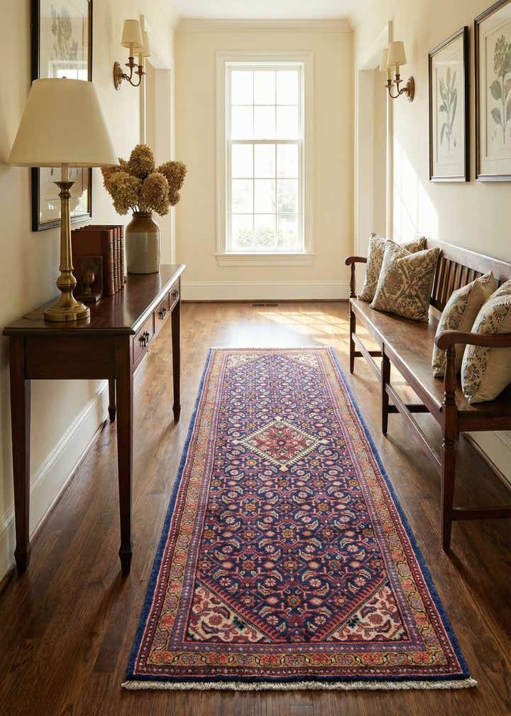 3' 8 x 10' 6 Hand Knotted Farahan Persian Wool Runner Rug