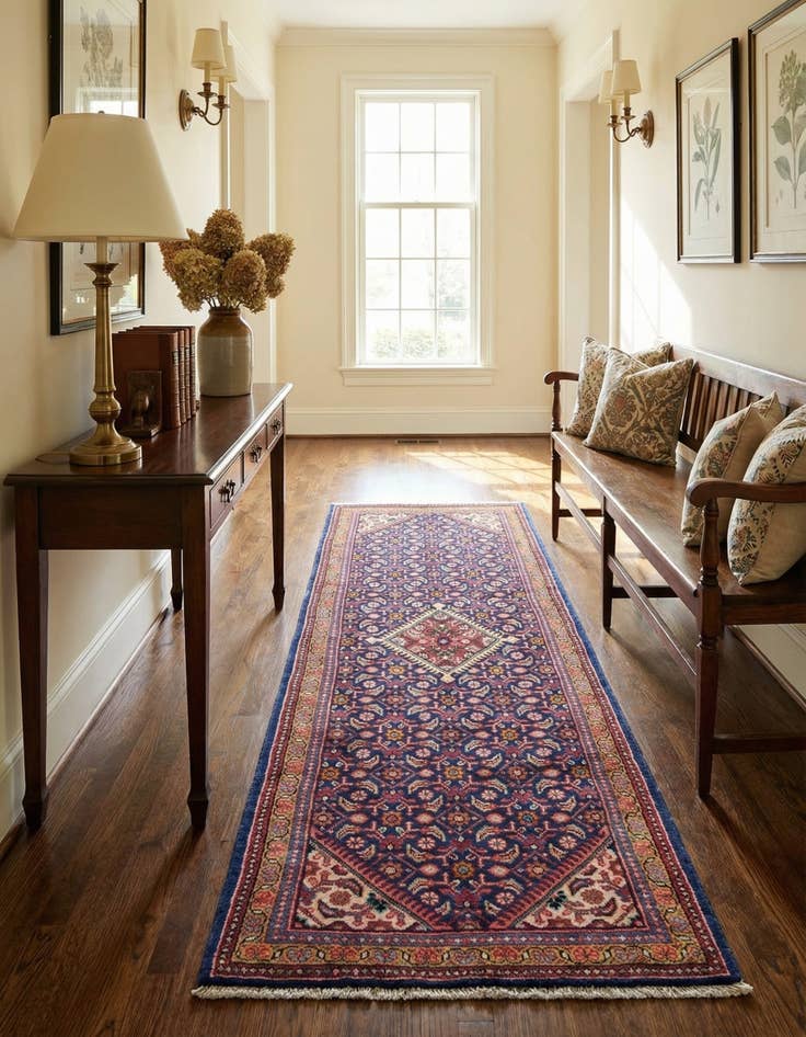 Detail image of 3' 8 x 10' 6  Hand Knotted Farahan Persian Wool Runner Rug