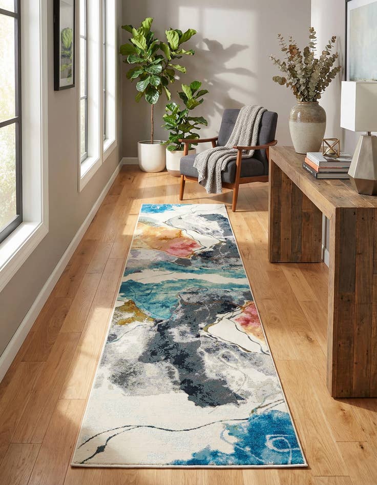 Detail image of  2' 7 x 12'  Washable Modern Indoor / Outdoor Runner Rug