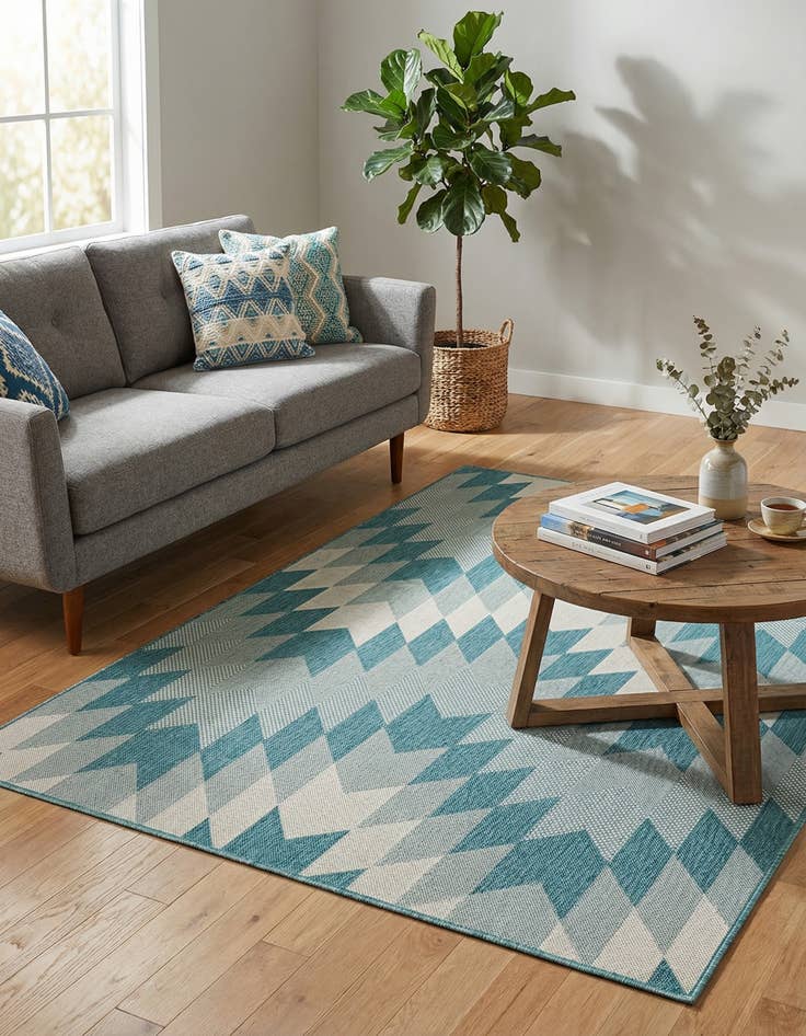 Detail image of 5' 3 x 8' Easy-Clean Modern Indoor / Outdoor Rug
