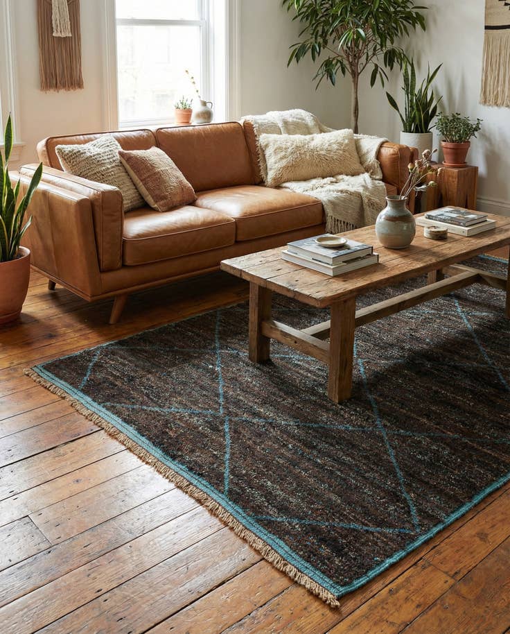Detail image of 5' 1 x 8' 1 Hand Knotted Moroccan Wool Rug