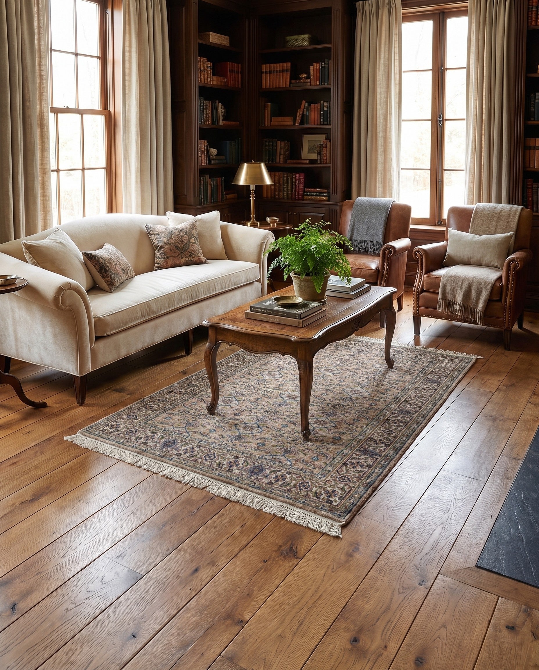 4' x 5' 8 Hand Knotted Farahan Wool Rug