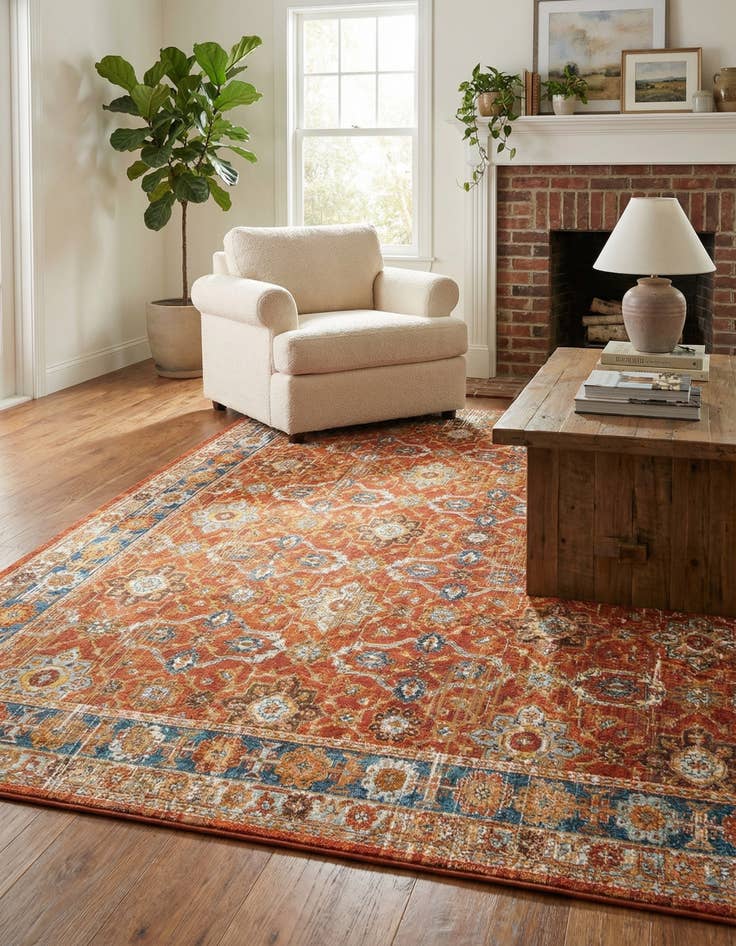 Detail image of  7' 10 x 10'  Washable Traditional Indoor / Outdoor Rug