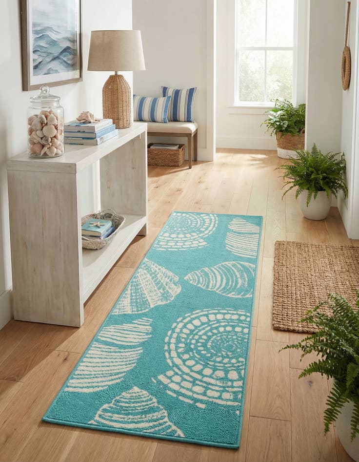 Detail image of 2' x 6'  Washable Coastal Indoor / Outdoor Runner Rug