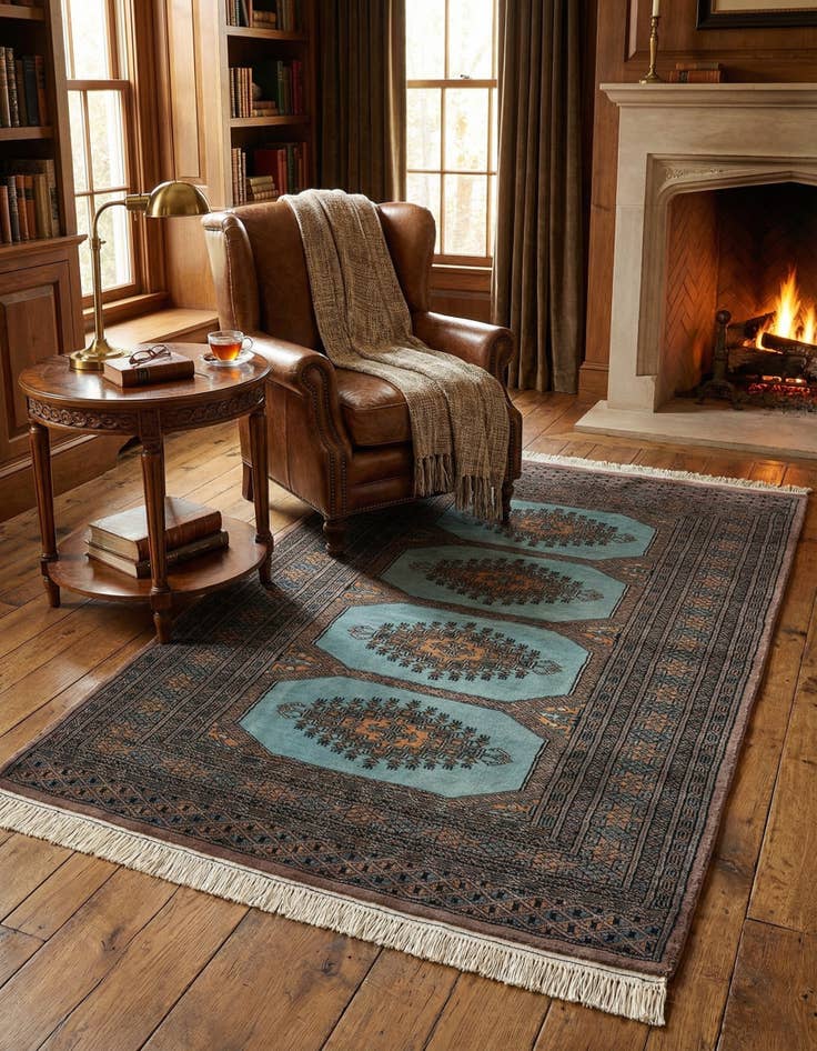 Detail image of  3' 3 x 4' 11  Hand Knotted Bokhara Oriental Wool Rug