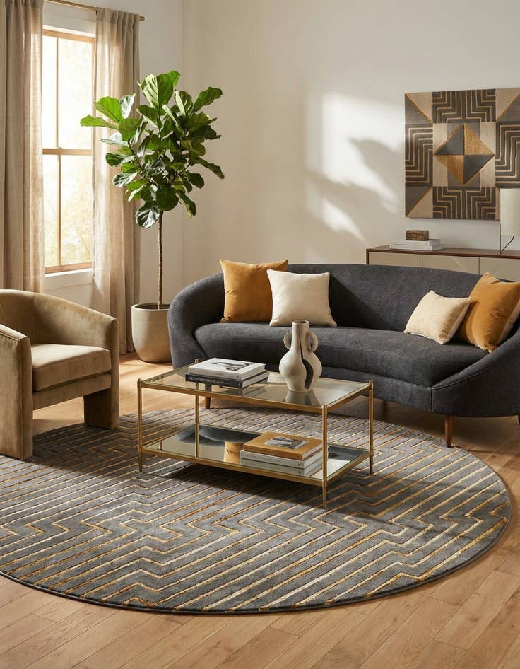 Detail image of  7' 10 x 7' 10 Vogue Geo Round Rug