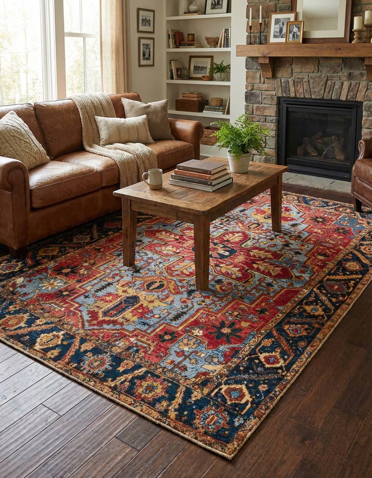 Detail image of  6' x 9'  Washable Traditional Indoor / Outdoor Rug