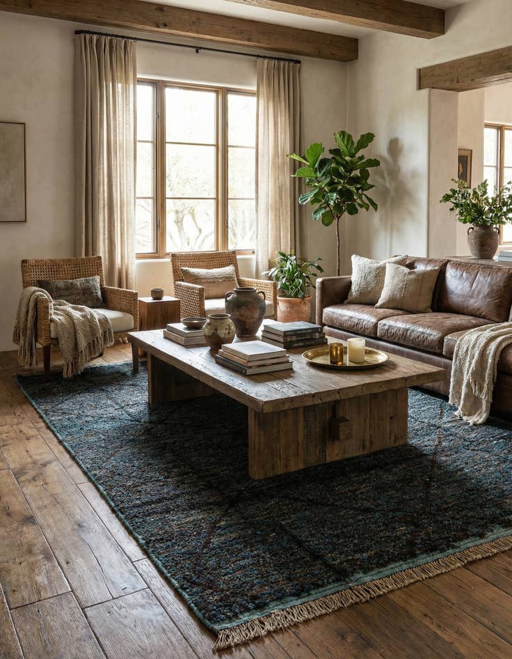 Detail image of 6' 2 x 9' 7  Hand Knotted Moroccan Wool Rug