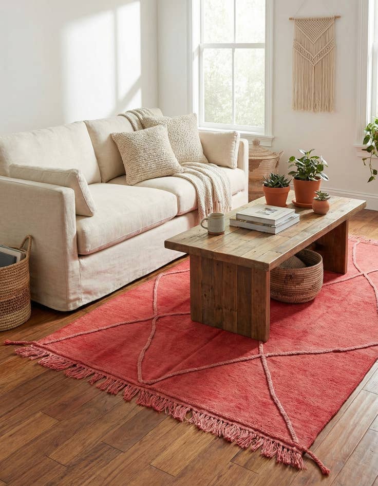 Detail image of  4' 1 x 6' 1  Hand Knotted Moroccan Wool Rug