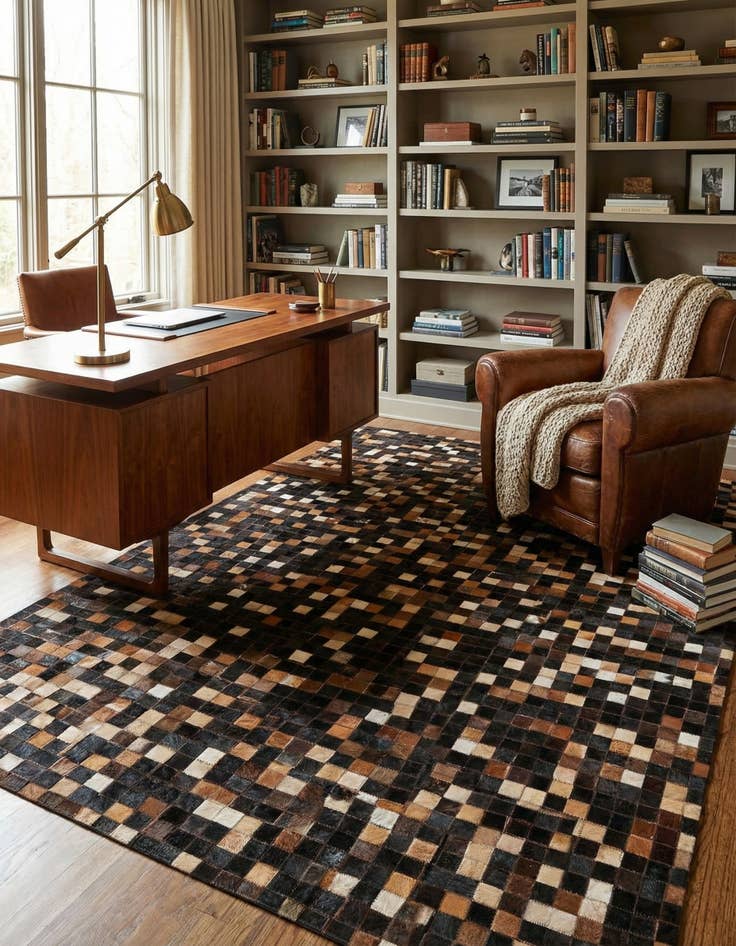 Detail image of 5' x 7' 8 Cowhide Leather Rug