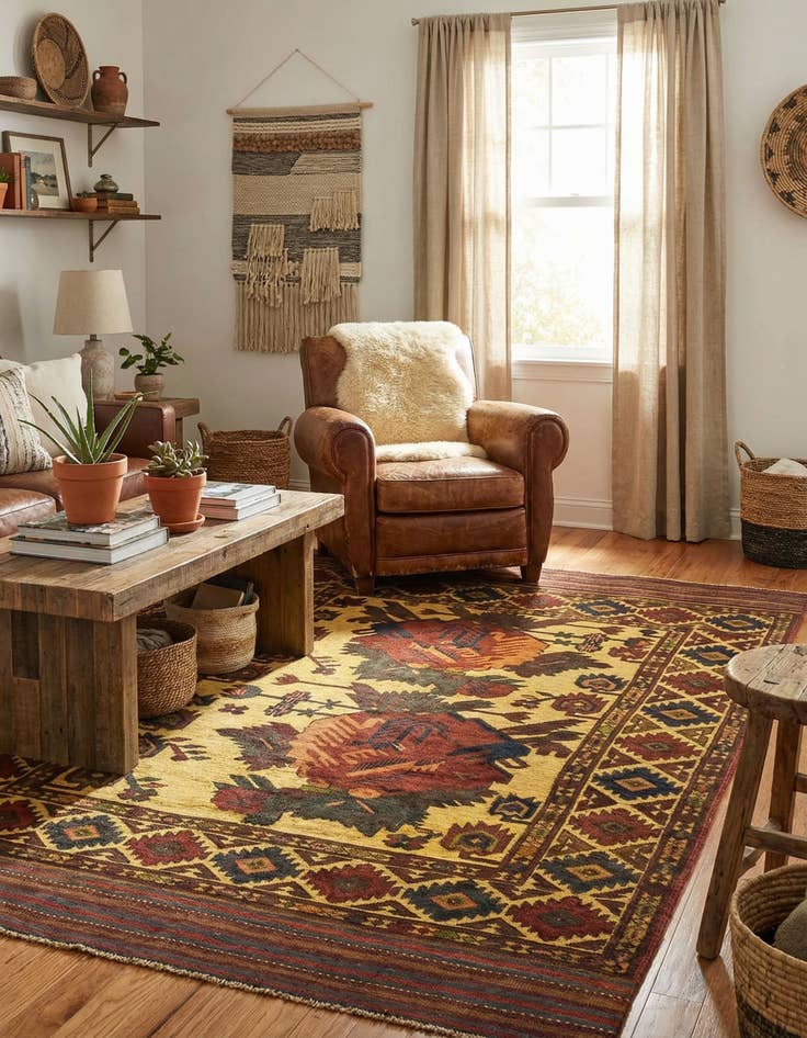 Detail image of  4' 2 x 6' 6  Hand Knotted Sumak Wool Rug