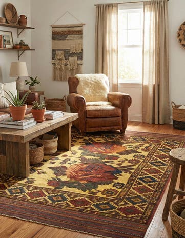 4' 2 x 6' 6 Hand Knotted Sumak Wool Rug