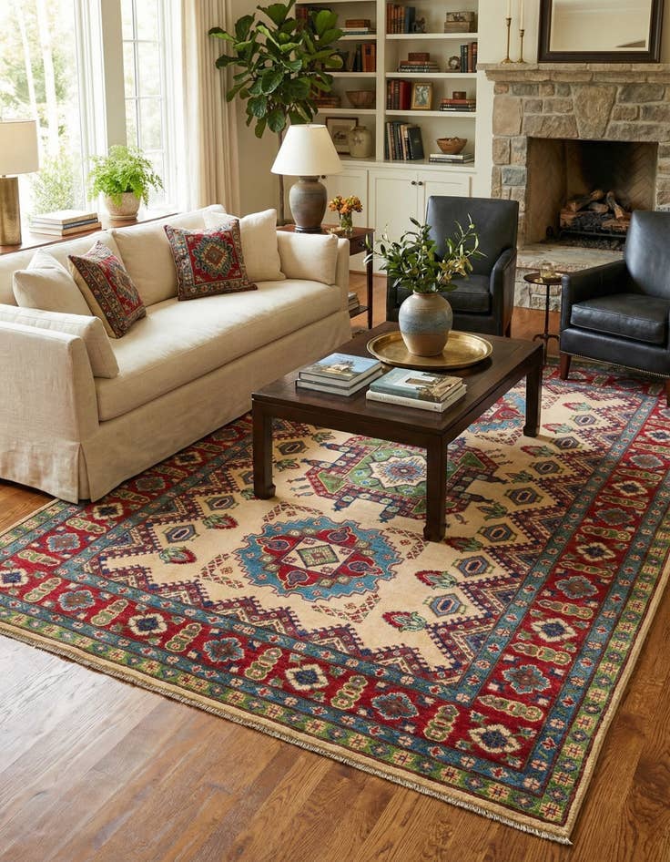 Detail image of 6' 6 x 9' 10  Hand Knotted Kazak Rug