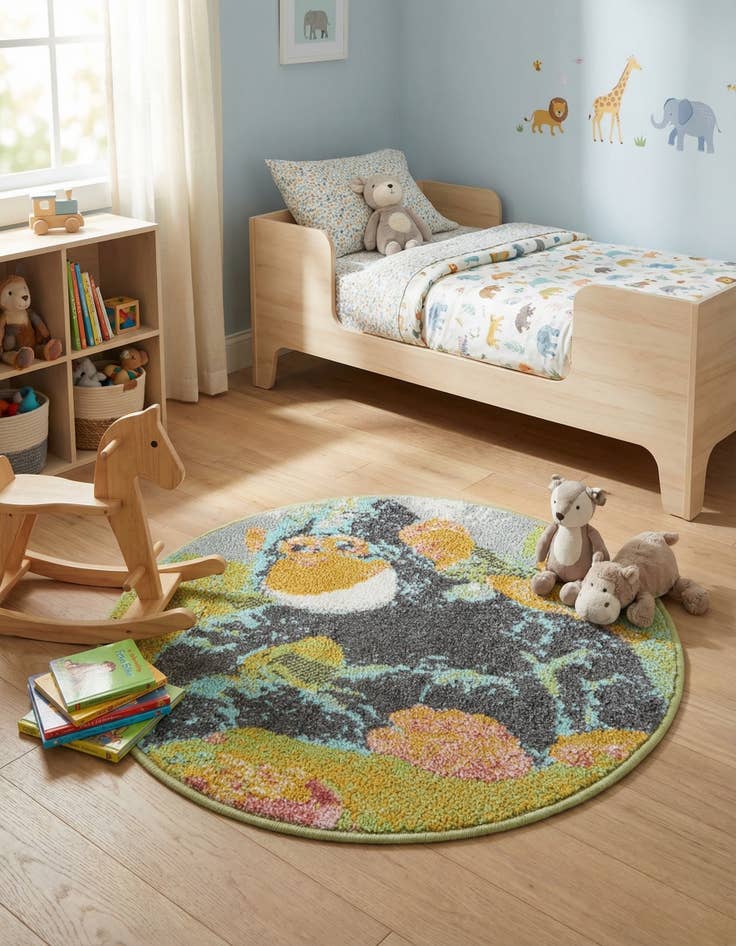 Detail image of 2' 2 x 2' 2 Gorilla Whimsy Kids Round Rug