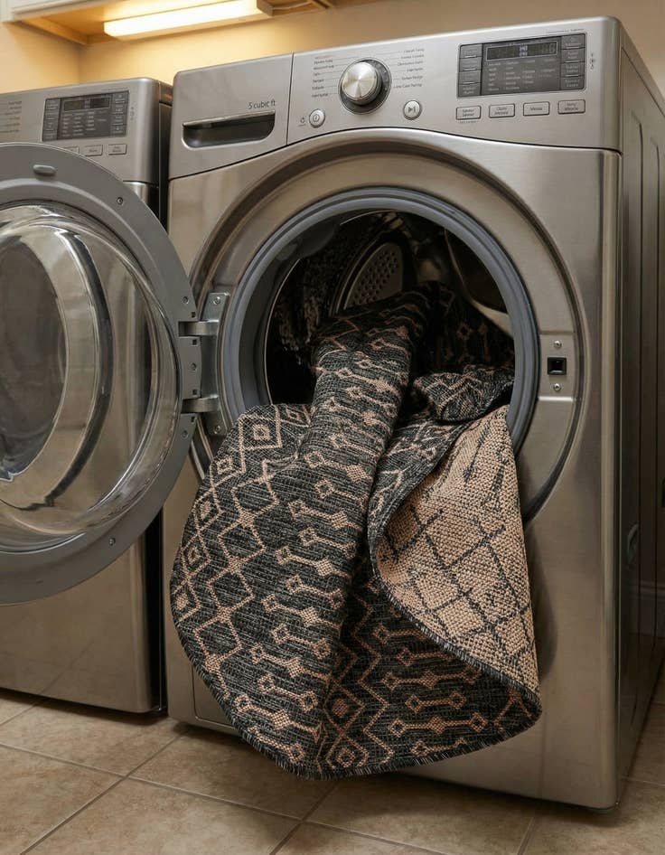 Detail image of 5' 3 x 5' 3  Washable Trellis Indoor / Outdoor Round Rug