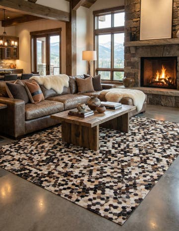 8' 1 x 9' 9 Cowhide Leather Rug