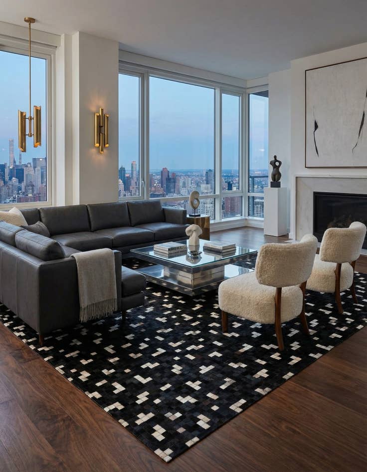 Detail image of 7' 11 x 9' 10 Cowhide Stocks Rug