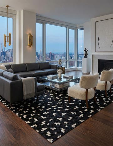 7' 11 x 9' 10 Cowhide Stocks Rug