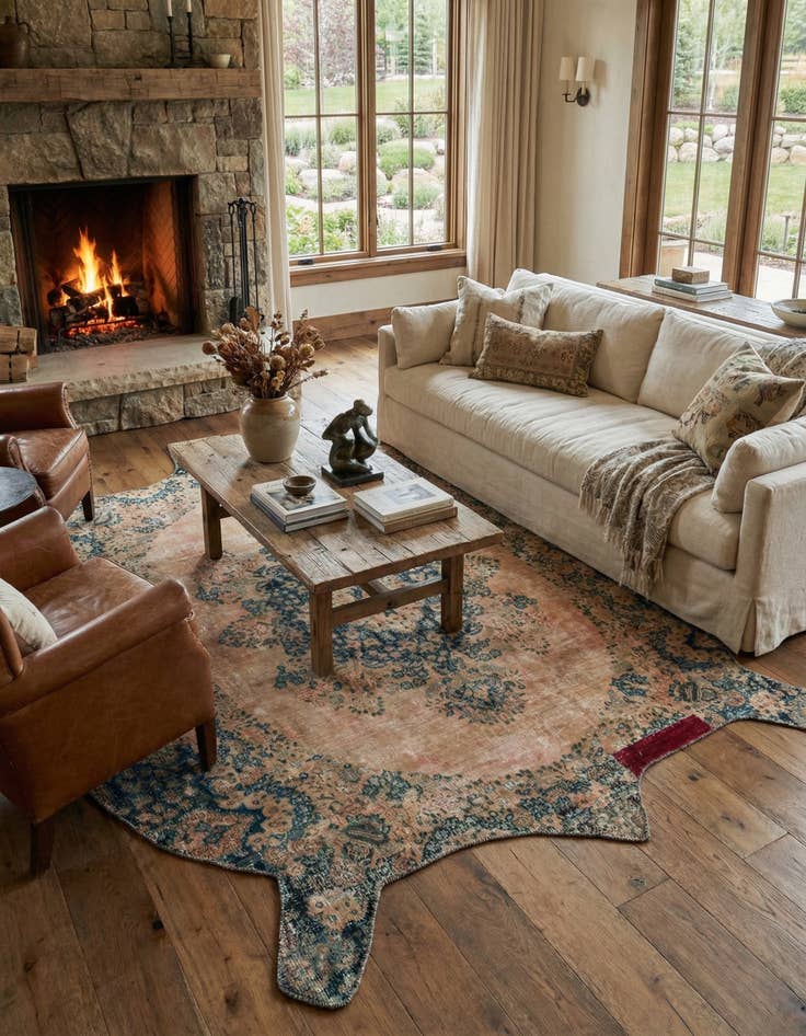 Detail image of 8' 6 x 12'  Hand Knotted Ultra Vintage Persian Wool Rug