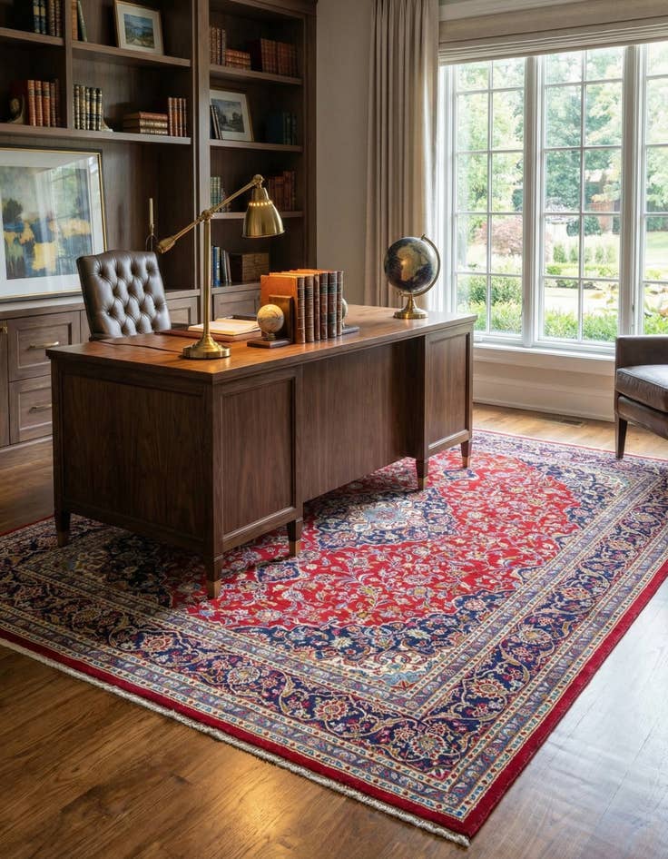 Detail image of 9' 10 x 12' 10  Hand Knotted Kashan Persian Wool Rug