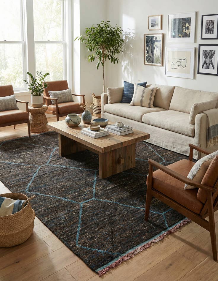 Detail image of 8' x 10'  Hand Knotted Moroccan Wool Rug