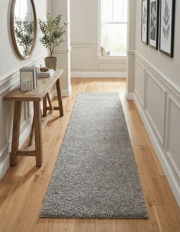 Gray Solid Frieze Runner Rug