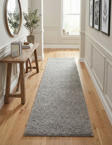 Gray Solid Frieze Runner Rug