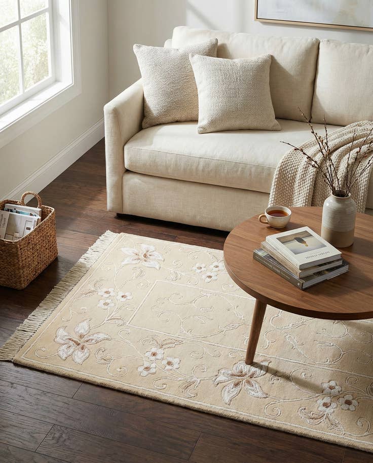 Detail image of 2' 8 x 4' 8 Hand Knotted Darya Wool Rug