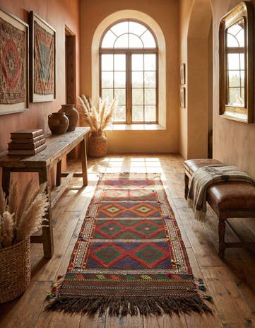 2' 3 x 7' 5 Hand Knotted Kilim Fars Persian Wool Runner Rug