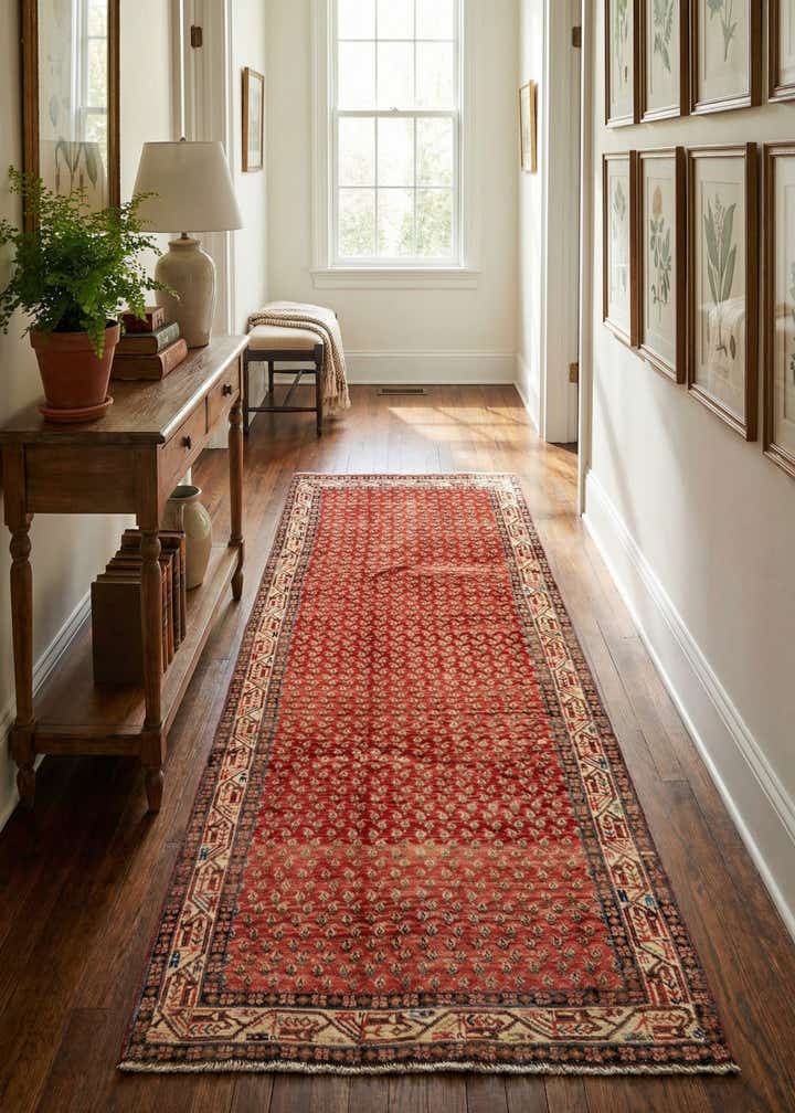 4' 3 x 10' 8 Hand Knotted Botemir Persian Wool Runner Rug